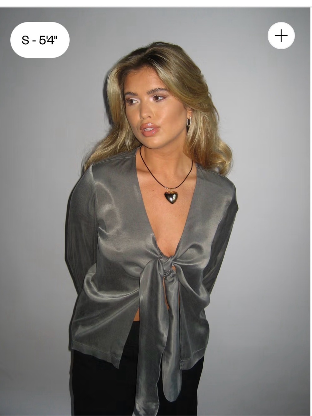 NWT djerf avenue tie-Front Satin Blouse LARGE